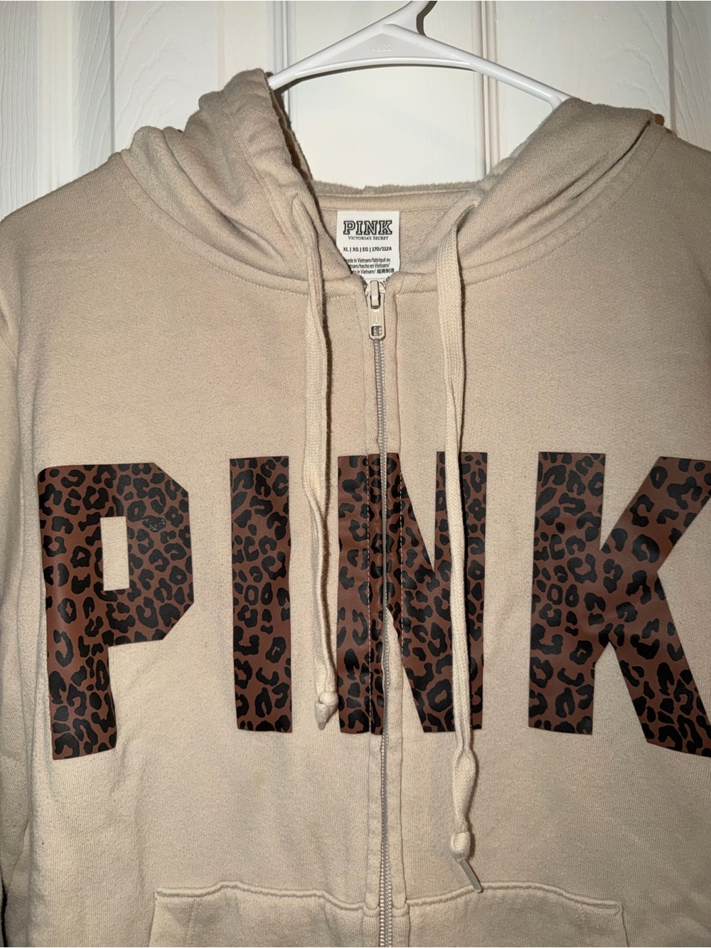 PINK Zip-Up Hoodie with Leopard Logo - Picture 2 of 3